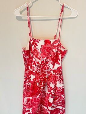 Red & White Floral Spaghetti Strap Dress